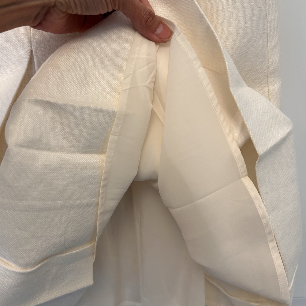 J.Crew 365 Ivory 100% Linen A Line Dress Pleated Sleeveless Work Luxe Minimal 2 - Picture 5 of 10